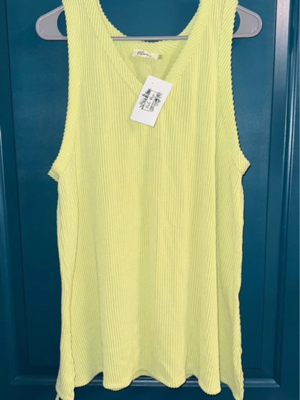 Market & Spruce Ribbed V-Neck Tank Top in Lime Size 2X
